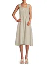 Saks Fifth Avenue Women's Smocked 100% Linen Midi Dress In Natural