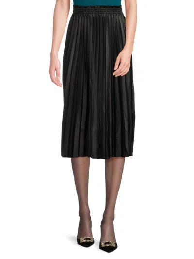 Saks Fifth Avenue Women's Smocked Accordion Pleat Midi Skirt In Black