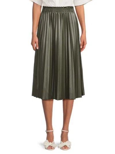 Saks Fifth Avenue Women's Smocked Accordion Pleat Midi Skirt In Olive