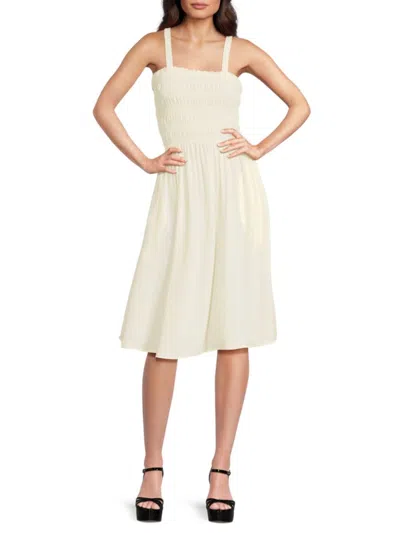 Saks Fifth Avenue Women's Smocked Knee-length Dress In White