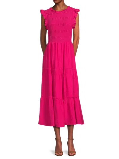 Saks Fifth Avenue Women's Smocked Ruffle Maxi Dress In Rose Tropical