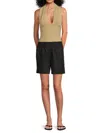 Saks Fifth Avenue Women's Smocked Waist 100% Linen Shorts