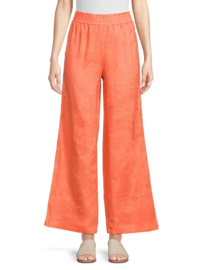 Saks Fifth Avenue Women's 100% Linen Smock-waist Pull-on Pants In Grapefruit