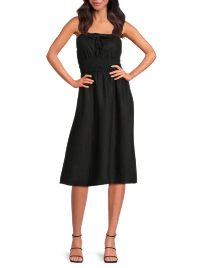 Saks Fifth Avenue Women's Smockedstrapless 100% Linen Midi-dress