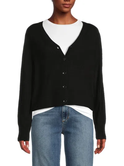 Saks Fifth Avenue Women's Solid 100% Cashmere Cardigan In Black