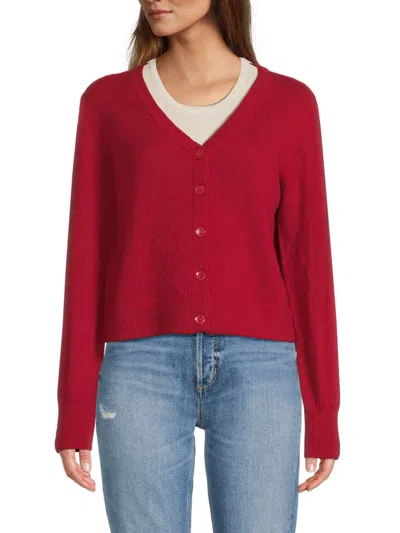 Saks Fifth Avenue Women's Solid 100% Cashmere Cardigan In Red