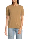 Saks Fifth Avenue Women's Solid 100% Cashmere T-shirt In Brown