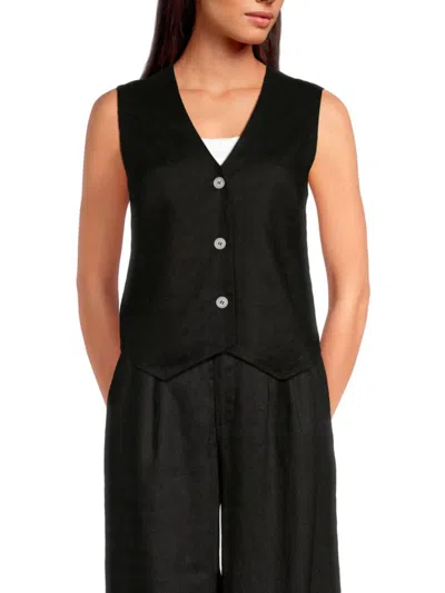 Saks Fifth Avenue Women's Solid 100% Linen Vest In Black