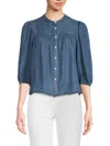 Saks Fifth Avenue Women's Solid Button Down Blouse In Indigo