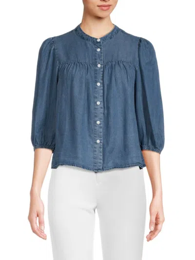 Saks Fifth Avenue Women's Solid Button Down Blouse In Indigo
