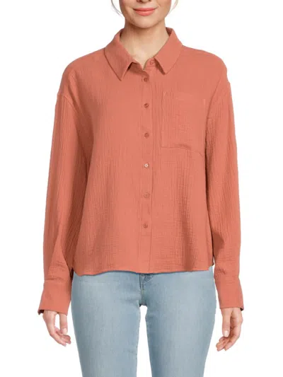 Saks Fifth Avenue Women's Solid Drop-shoulder Shirt In Baked Clay