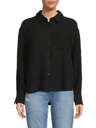 Saks Fifth Avenue Women's Solid Drop-shoulder Shirt In Black