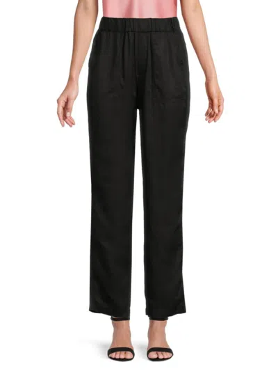 Saks Fifth Avenue Women's Solid Flat Front Pants In Black