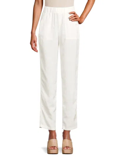 Saks Fifth Avenue Women's Solid Flat Front Pants In White