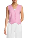 Saks Fifth Avenue Women's Solid 100% Linen Vest In Pink Blush