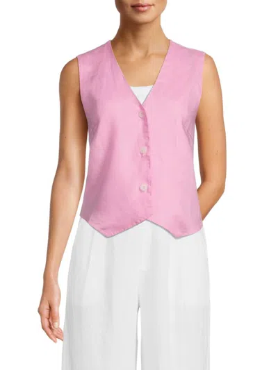 Saks Fifth Avenue Women's Solid 100% Linen Vest In Pink Blush