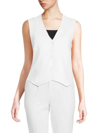 Saks Fifth Avenue Women's Solid 100% Linen Vest In White
