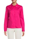 Saks Fifth Avenue Women's Solid Long Sleeve Shirt In Hot Pink