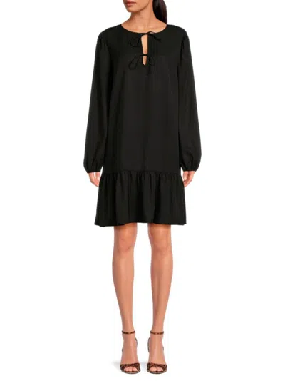 Saks Fifth Avenue Women's Solid Mini Drop Waist Dress In Black
