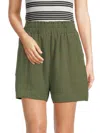 Saks Fifth Avenue Women's Solid Pull On Shorts In Bay Leaf