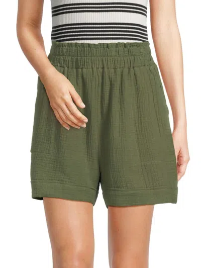 Saks Fifth Avenue Women's Solid Pull On Shorts In Bay Leaf