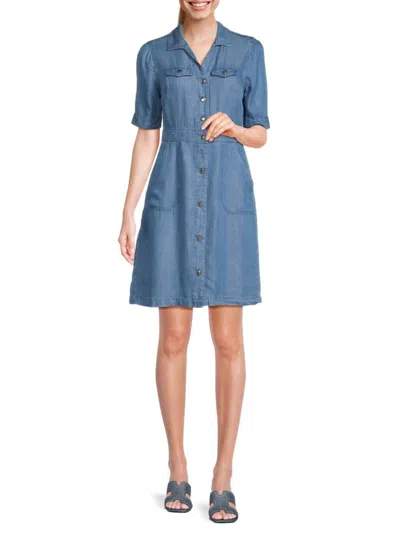 Saks Fifth Avenue Women's Sparead Collar Denim Shirtdress In Medium Indigo