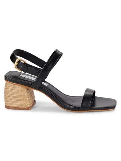 Saks Fifth Avenue Women's Stacked Heel Leather Sandals In Black