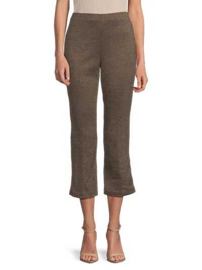 Saks Fifth Avenue Women's Stella Flat Front Cropped Pants In Brown Herringbone