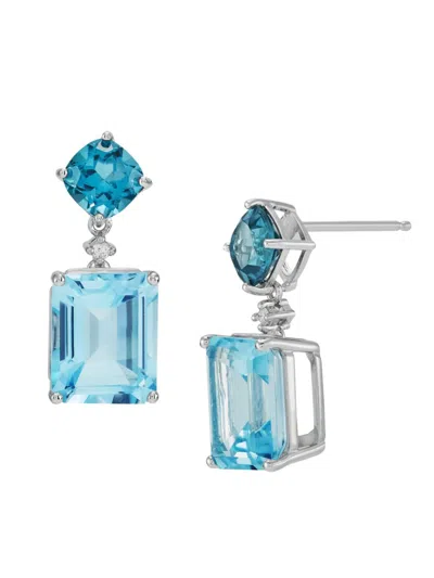 Saks Fifth Avenue Women's Sterling Silver, Diamond, London & Sky Blue Topaz Drop Earrings