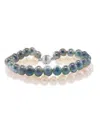 Saks Fifth Avenue Women's Sterling Silver, 6.3mm Grey & White Fresh Water Pearl 2-strand Bracelet In Silver
