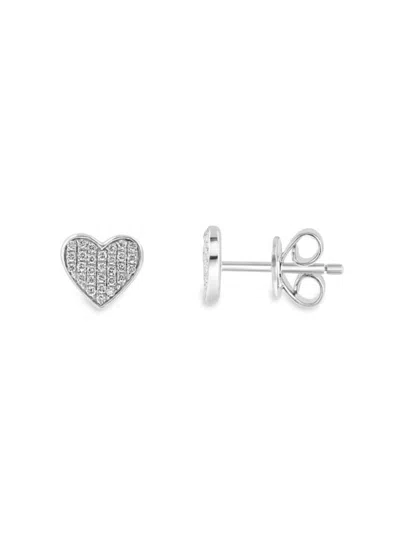 Saks Fifth Avenue Women's Sterling Silver & 0.16 Tcw Diamond Heart Stud Earrings