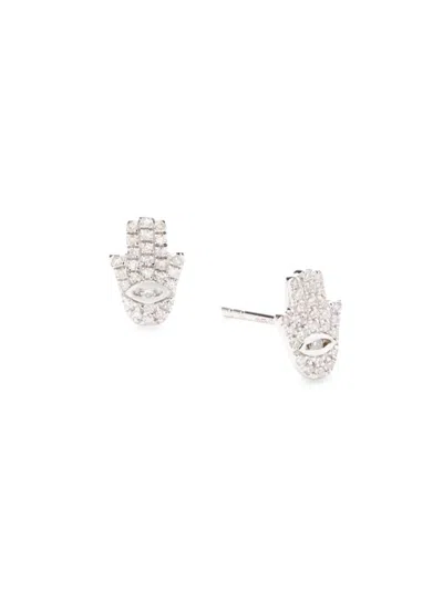 Saks Fifth Avenue Women's Sterling Silver & 0.17 Tcw Diamond Hamsa Stud Earrings