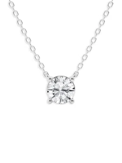 Saks Fifth Avenue Women's Sterling Silver & 0.75 Tcw Round Lab-grown Diamond Solitaire Pendant Necklace