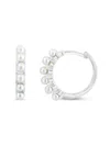 Saks Fifth Avenue Women's Sterling Silver & 2mm Round Freshwater Pearl Huggie Earrings In Silver