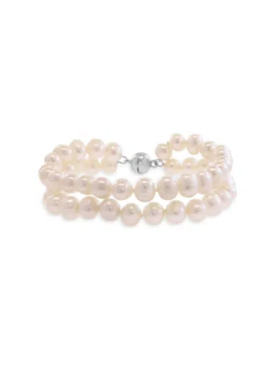 Saks Fifth Avenue Women's Sterling Silver & Freshwater Pearl Dual Strand Bracelet