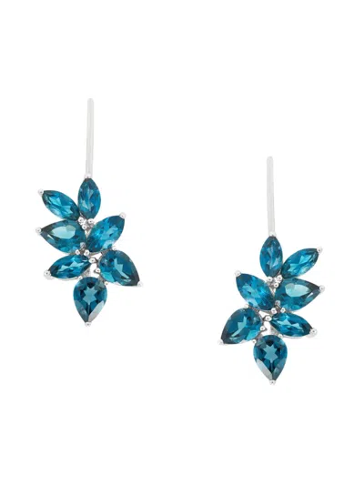 Saks Fifth Avenue Women's Sterling Silver & London Blue Topaz Leaf Stud Earrings