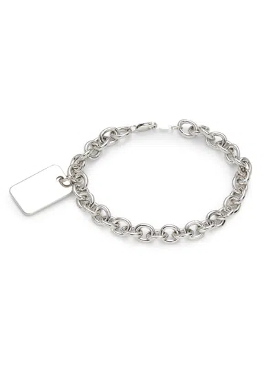 Saks Fifth Avenue Women's Sterling Silver Dog Tag Cable Bracelet In Metallic