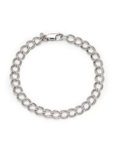 Saks Fifth Avenue Women's Sterling Silver Double Link Curb Chain Bracelet In Metallic