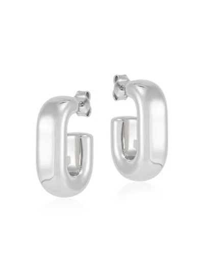 Saks Fifth Avenue Women's Sterling Silver Half Hoop Earrings In Gray