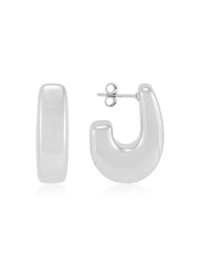Saks Fifth Avenue Women's Sterling Silver Half Huggie Earrings In Metallic