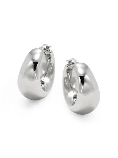 Saks Fifth Avenue Women's Sterling Silver Oval Hoop Earrings In White