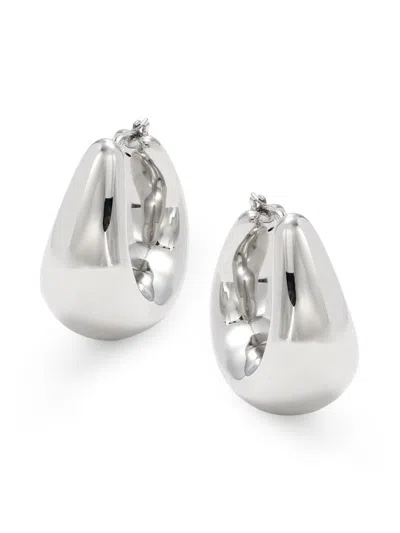 Saks Fifth Avenue Women's Sterling Silver Oval Hoop Earrings In Metallic
