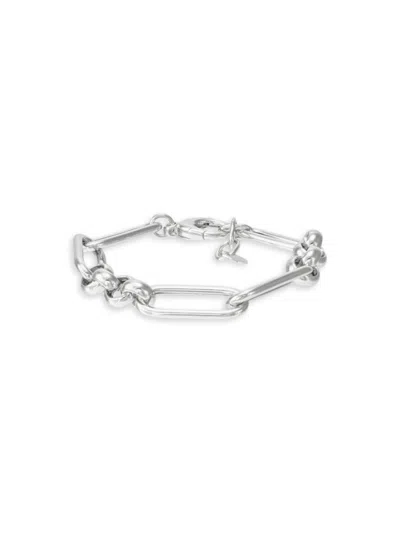 Saks Fifth Avenue Women's Sterling Silver Paperclip & Rolo Link Chain Bracelet In Metallic