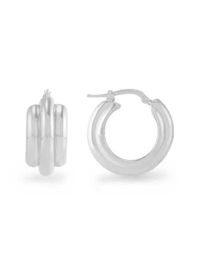 Saks Fifth Avenue Women's Sterling Silver Triple-row Hoop Earrings In Metallic