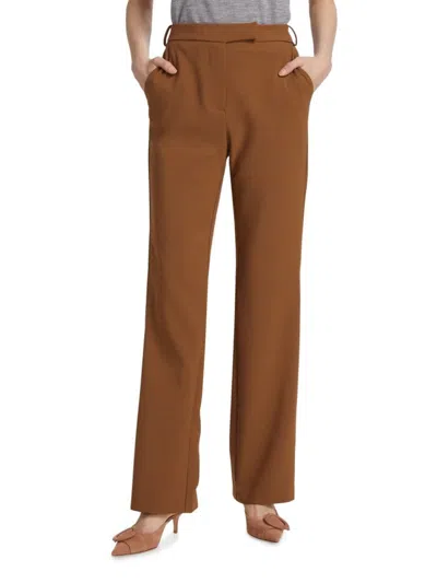 Saks Fifth Avenue Women's Straight-leg High-rise Trousers In Mocha