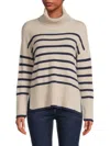 Saks Fifth Avenue Women's Striped 100% Cashmere Sweater In Sand Eclipse