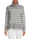 Saks Fifth Avenue Women's Striped 100% Cashmere Sweater In Storm Heather