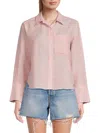 Saks Fifth Avenue Women's 100% Linen Striped Button-down Shirt In Grapefruit