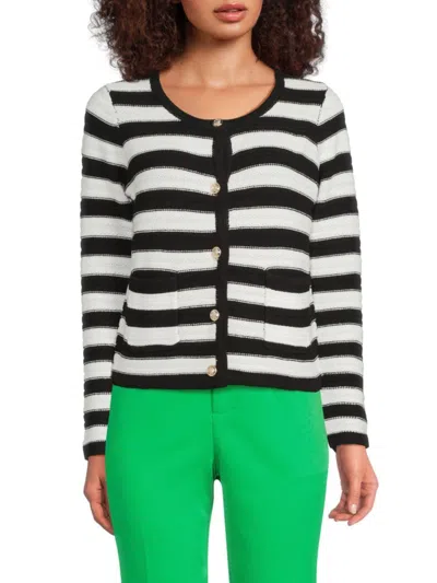 Saks Fifth Avenue Women's Striped Cardigan In Black Multi