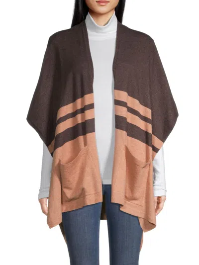 Saks Fifth Avenue Women's Striped Colorblocked Knit Cape In Amber